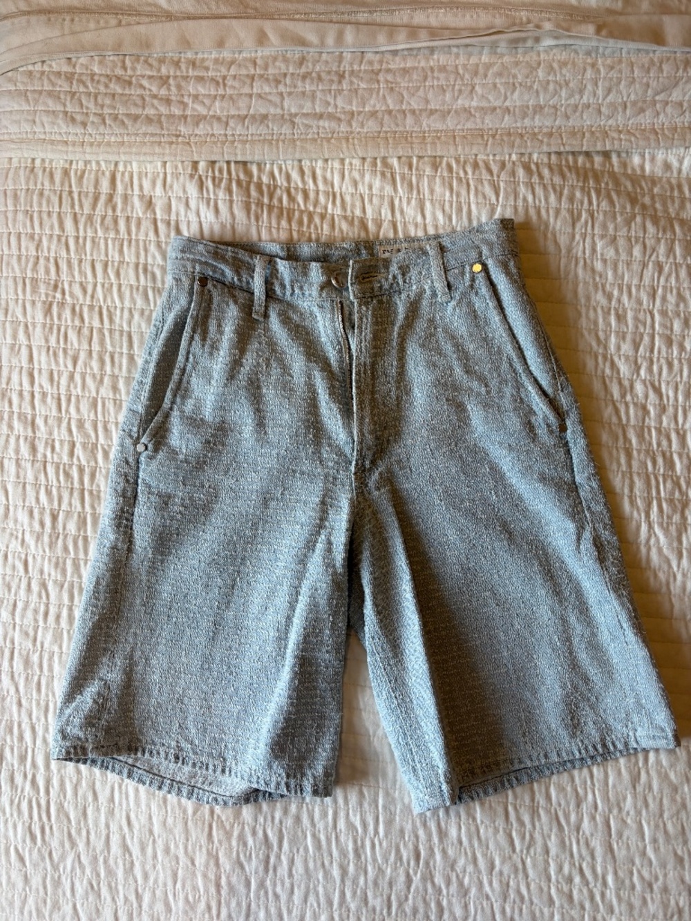 rag & bone Light Blue High Rise Bermuda Walking Shorts